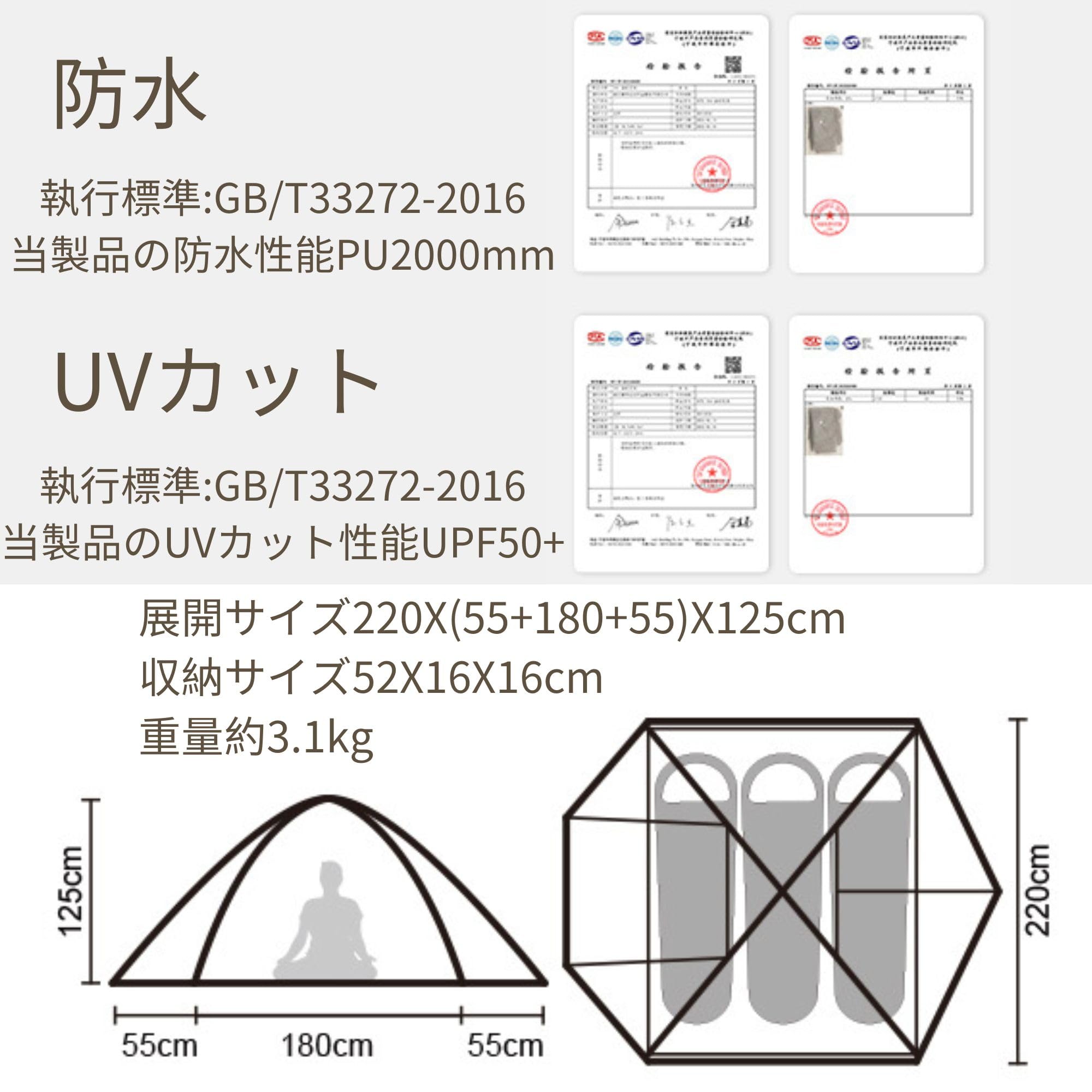 Amazon.co.jp: Naturehike 3人用 3.1kg 超軽量 ドームテント 開閉式